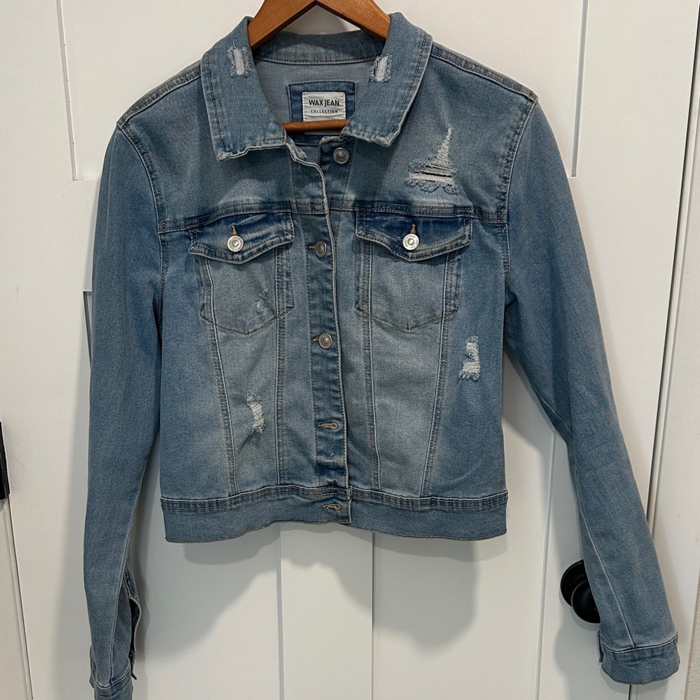 Wax Jean Light Blue Distressed Jean Jacket